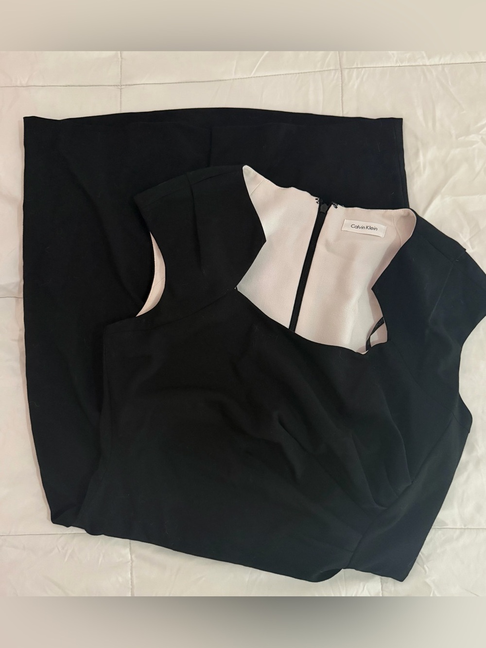 Calvin Klein Cap-Sleeve Square-Neck Ruched Sheath Dress.